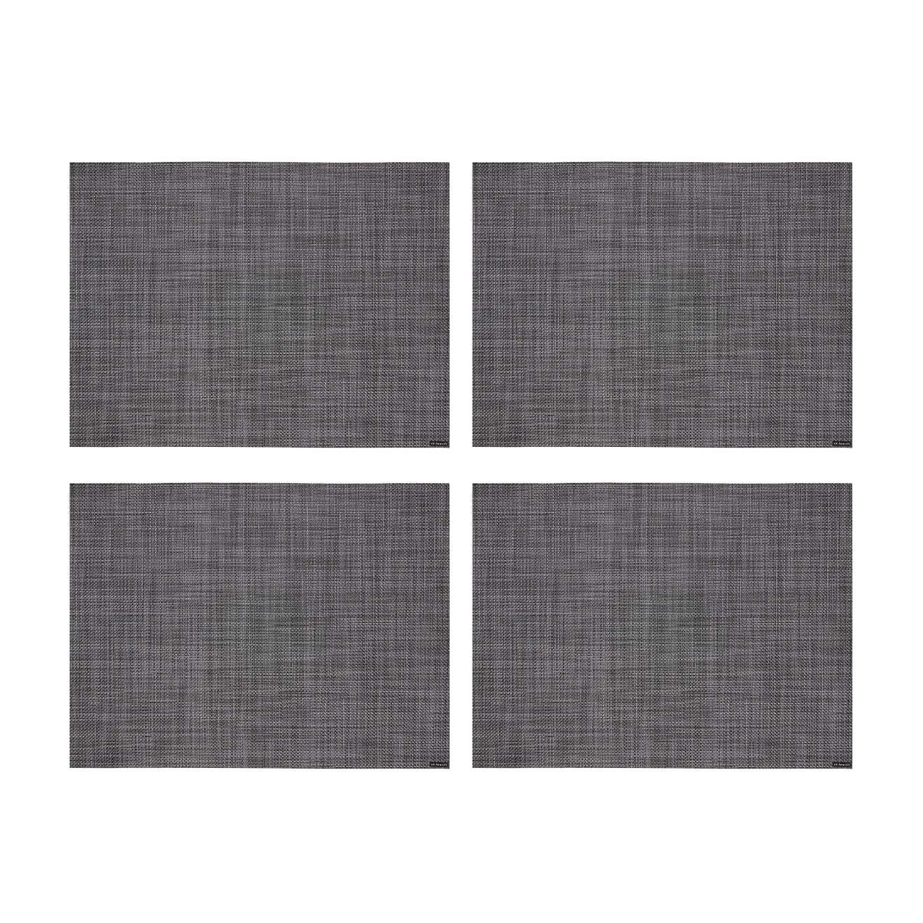 Chilewich　4枚 Grey Panel Mini Basketweave Placemats - Cool Grey