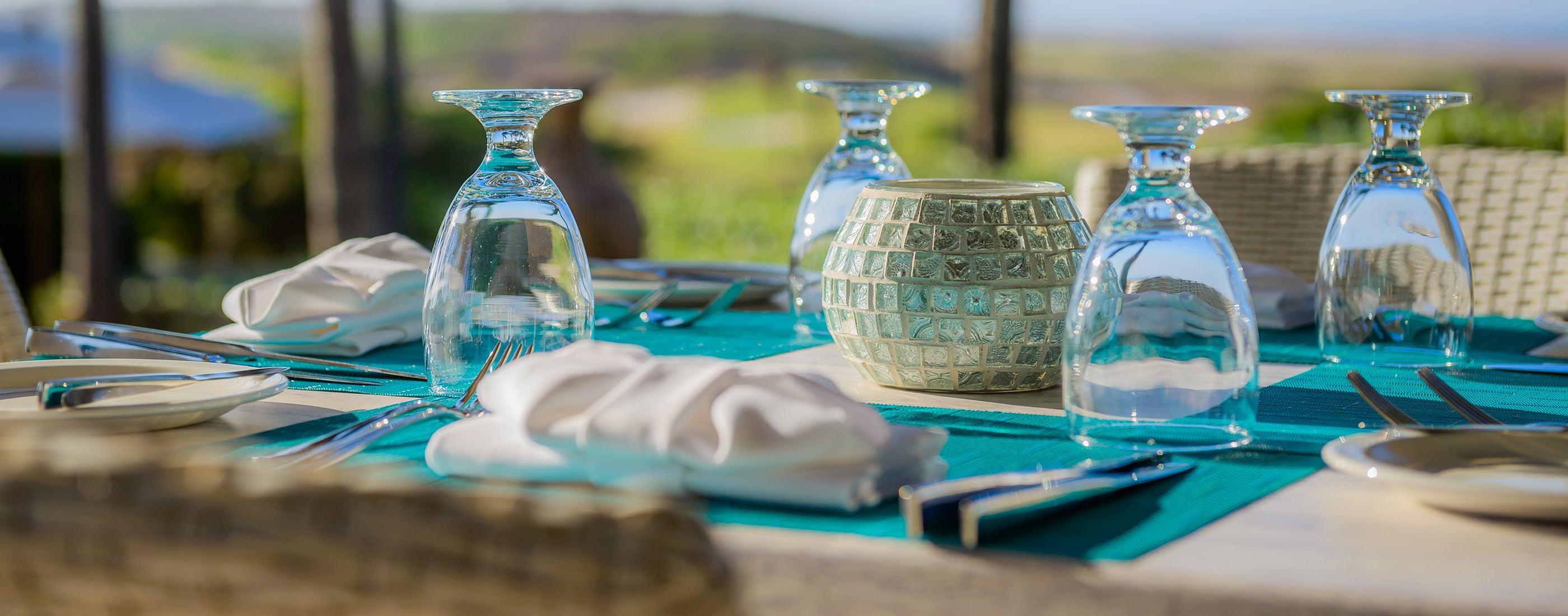Detail image of Chilewich woven material showcasing texture, color, and pattern of the terrastrand yarn weave.