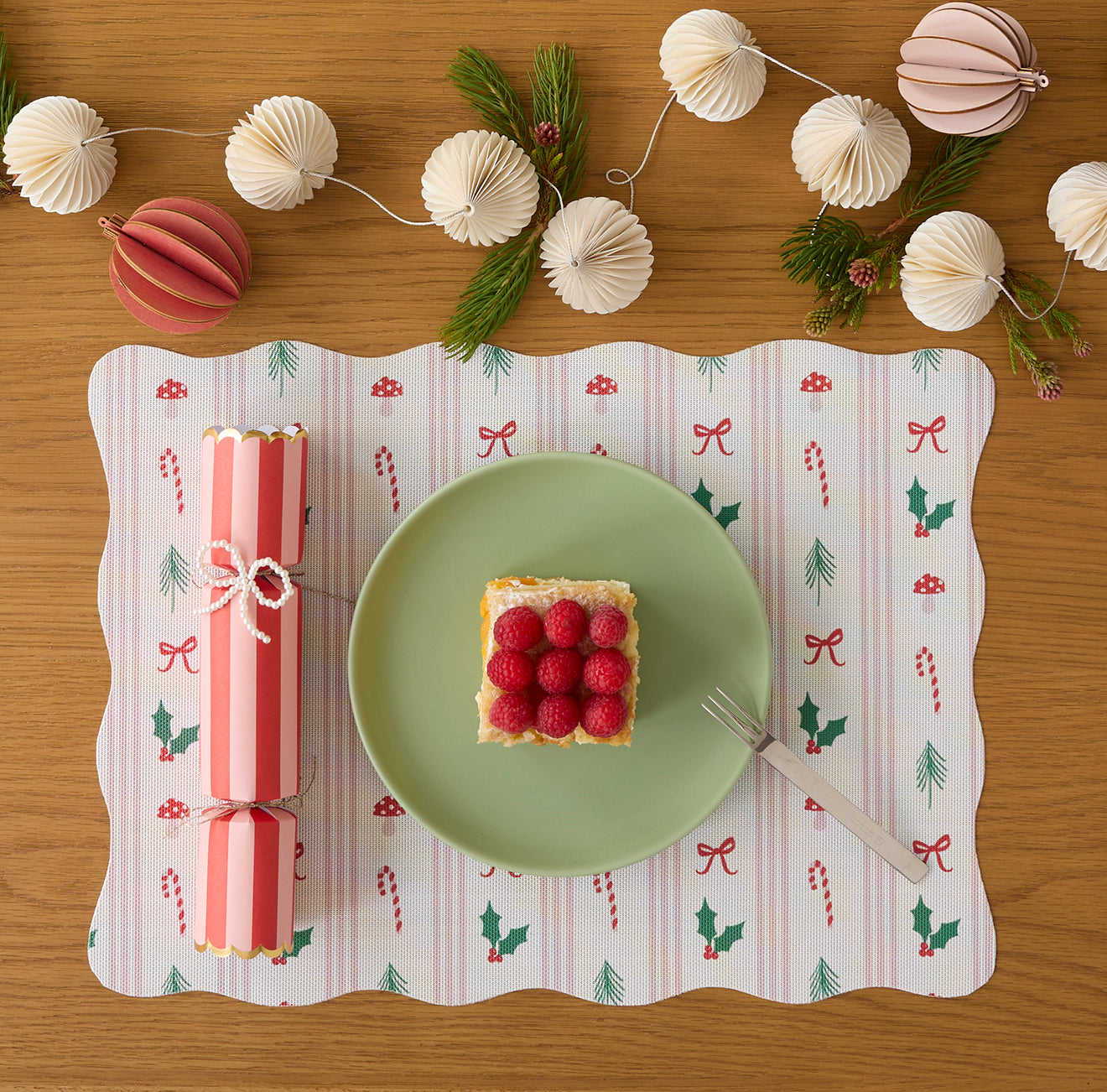 Chilewich striped woven mat with textured terrastrand yarn surface, featuring modern linear design and durable finish.