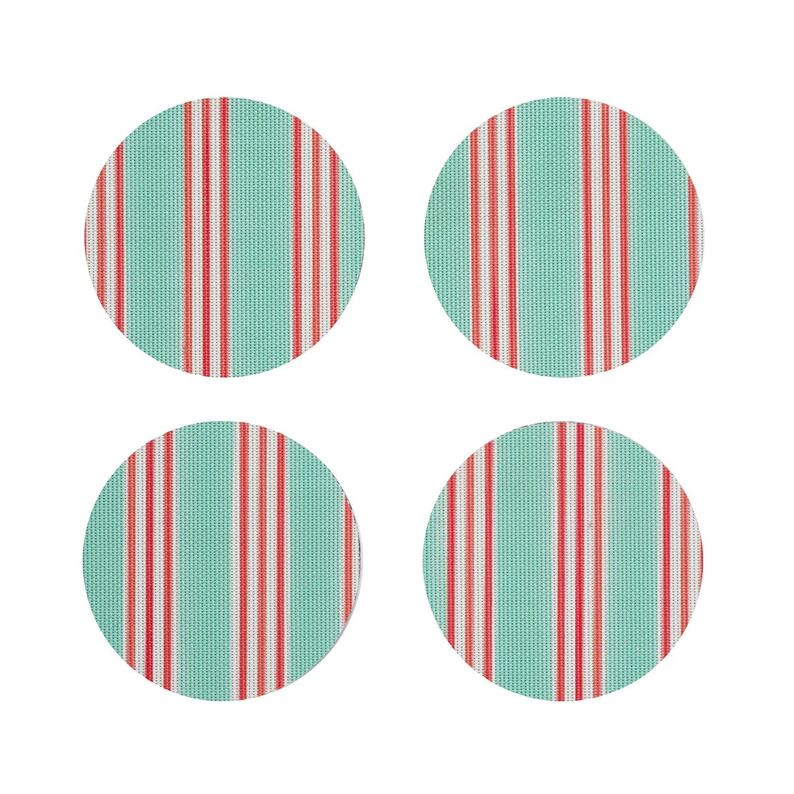 Festive Stripes Coasters - Mint