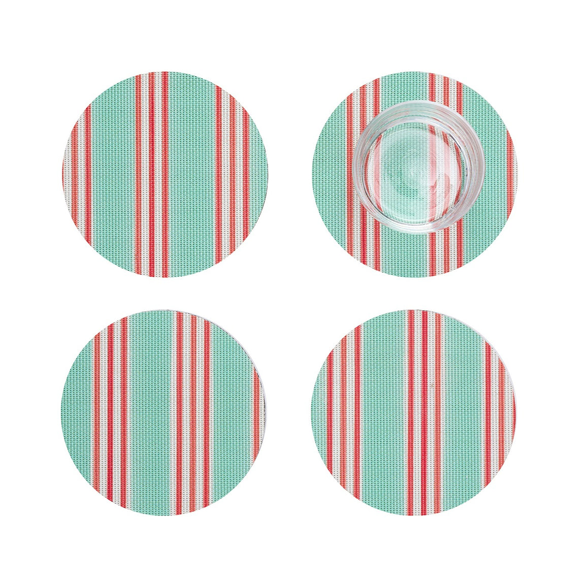 Festive Stripes Coasters - Mint View 1