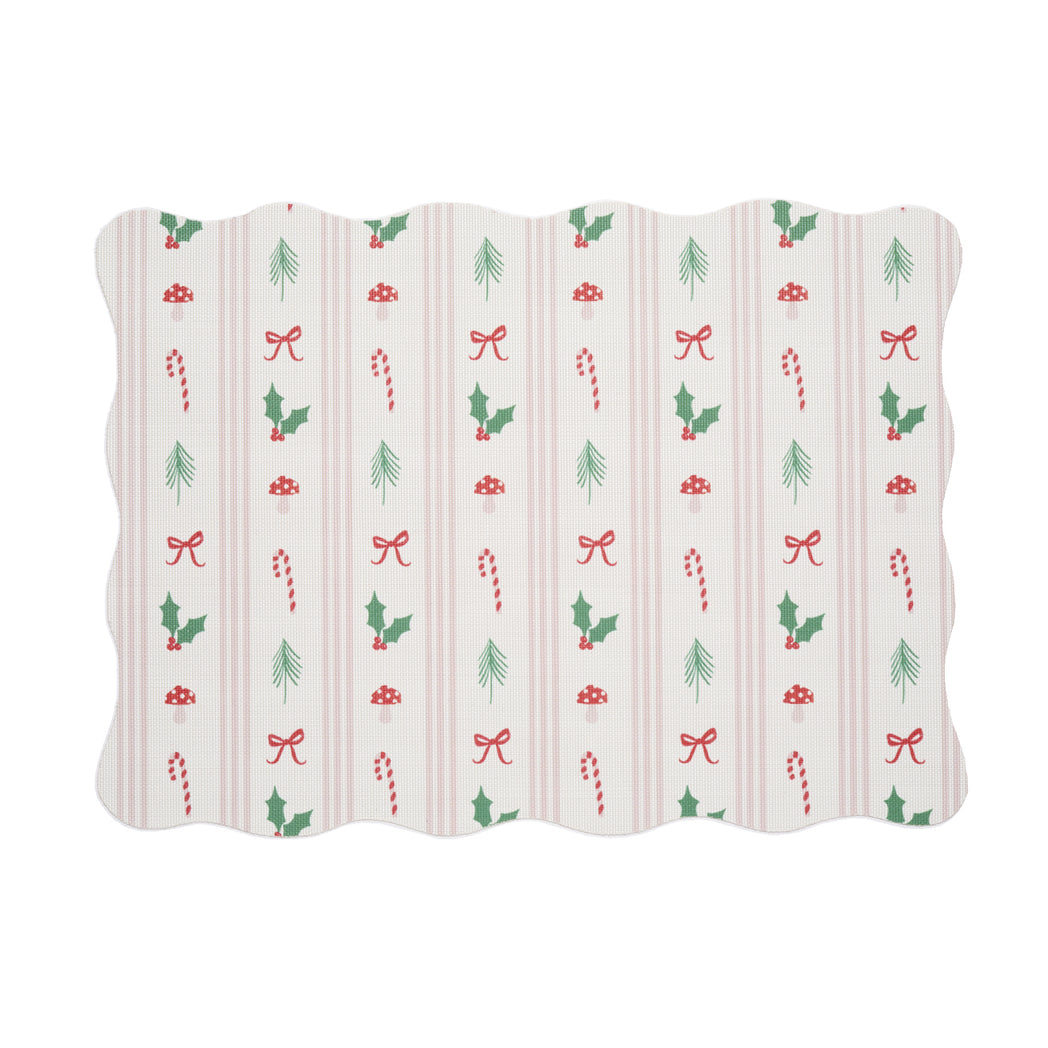 Chilewich striped woven mat with textured terrastrand yarn surface, featuring modern linear design and durable finish.