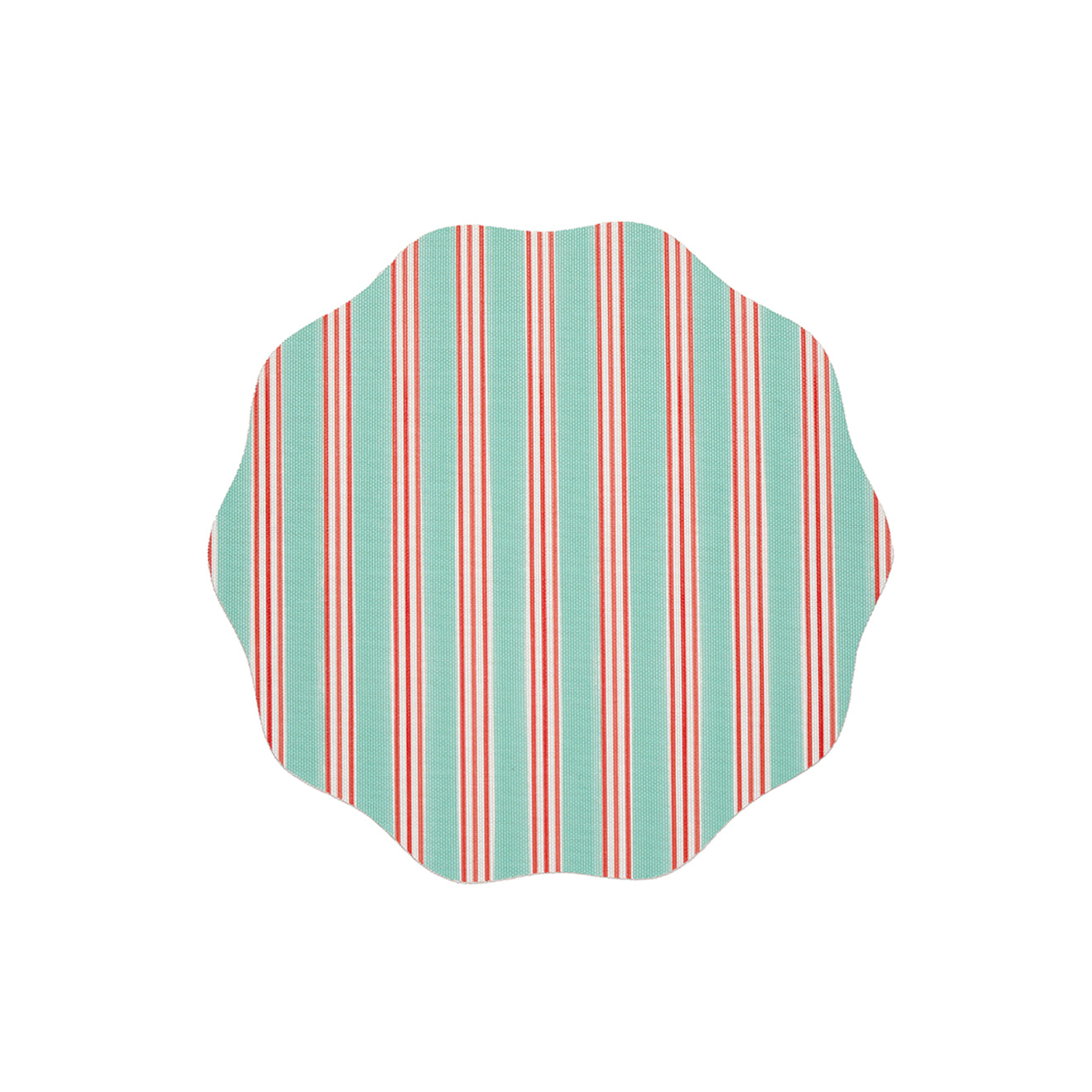 Chilewich striped woven mat with textured terrastrand yarn surface, featuring modern linear design and durable finish.