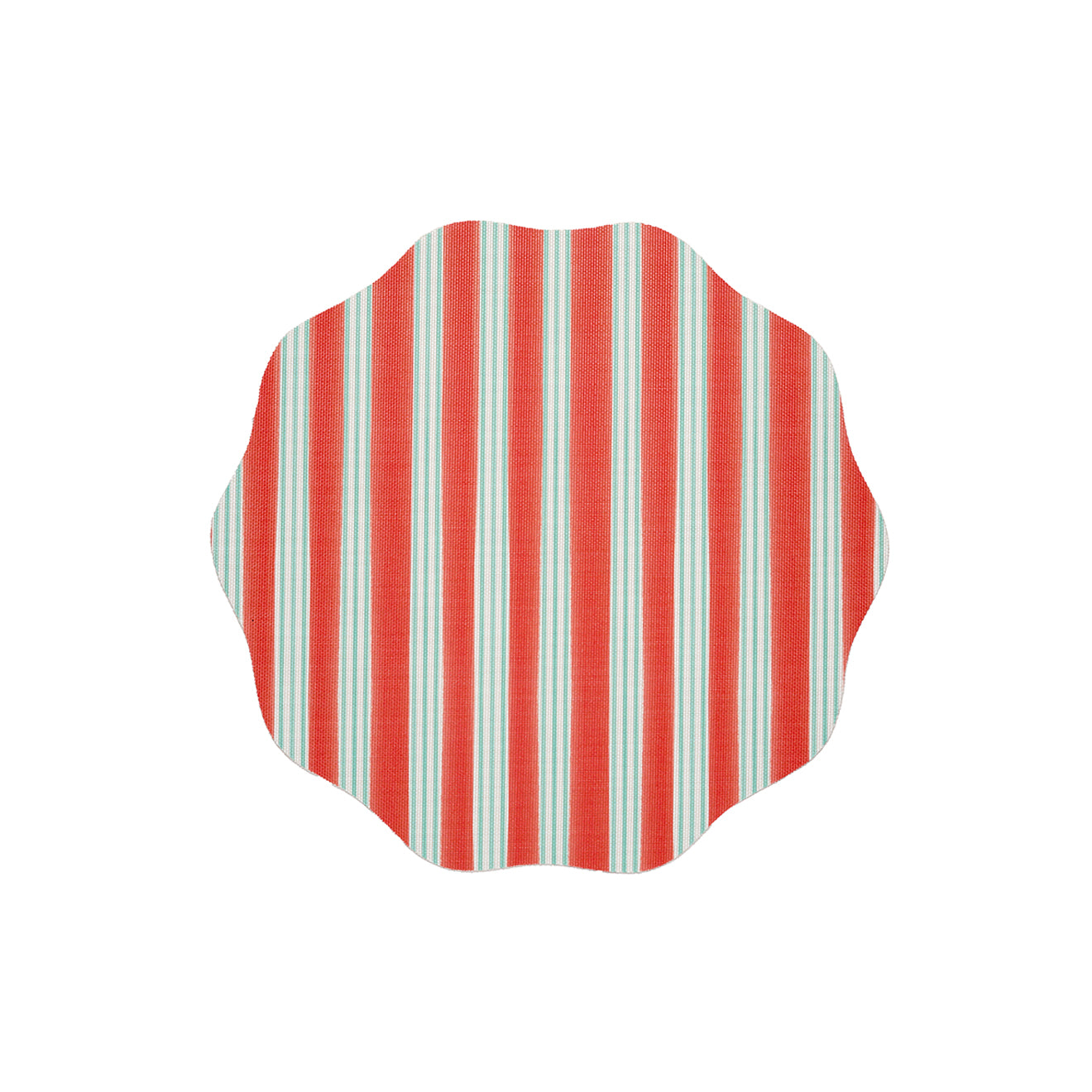 Chilewich striped woven mat with textured terrastrand yarn surface, featuring modern linear design and durable finish.