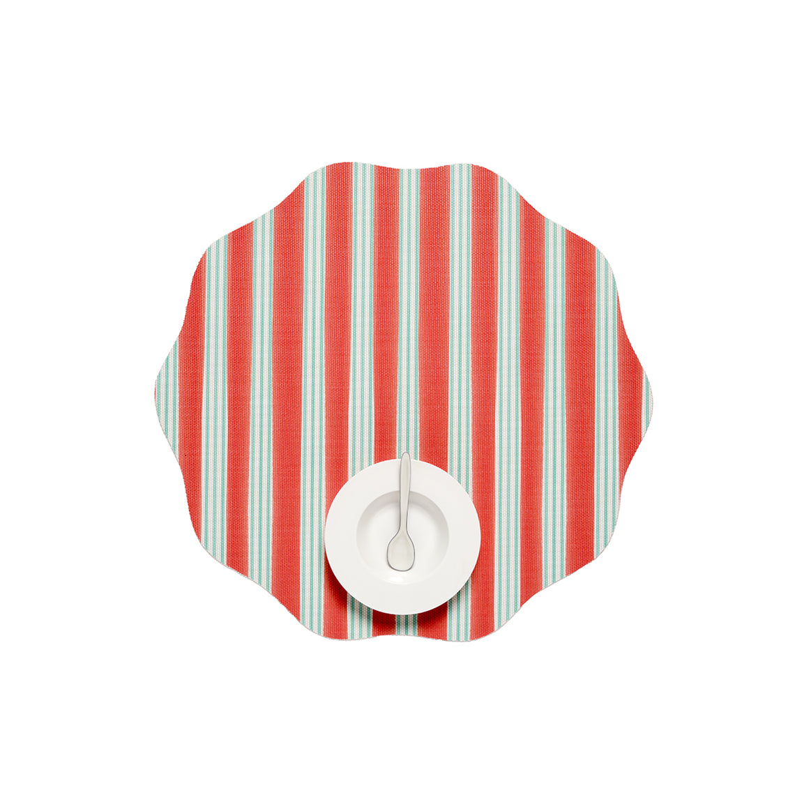 Festive Stripes Scallop Placemats - Red View 1