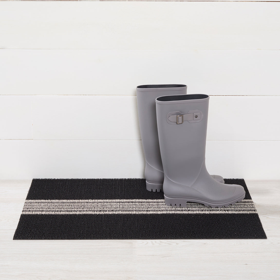 Relay Stripe Shag Mat - Coal View 1