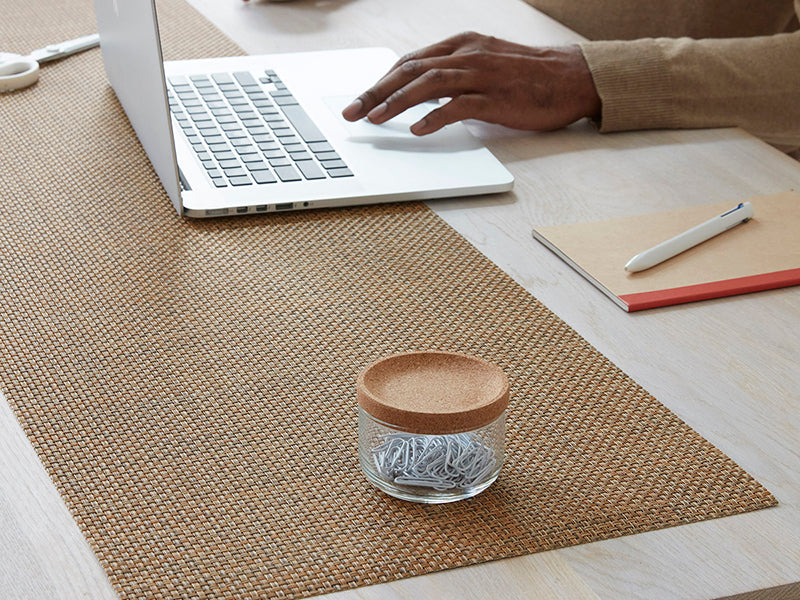 Detail image of Chilewich woven material showcasing texture, color, and pattern of the terrastrand yarn weave.