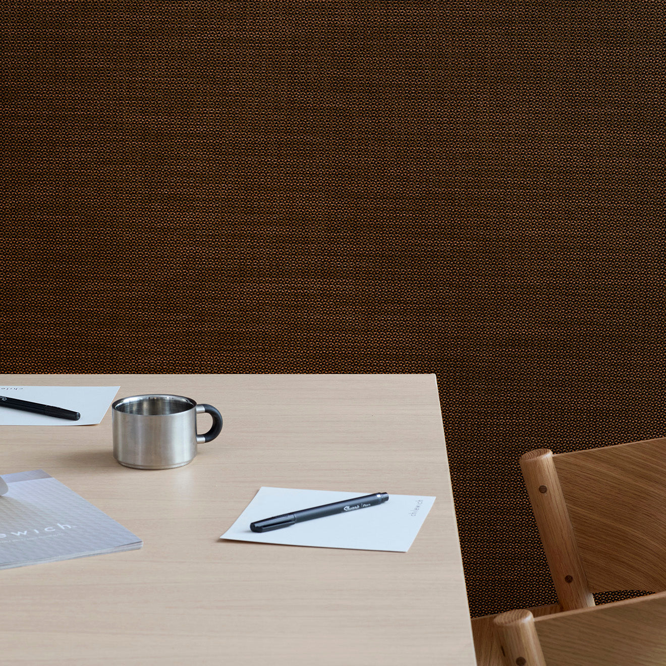 Detail image of Chilewich woven material showcasing texture, color, and pattern of the terrastrand yarn weave.