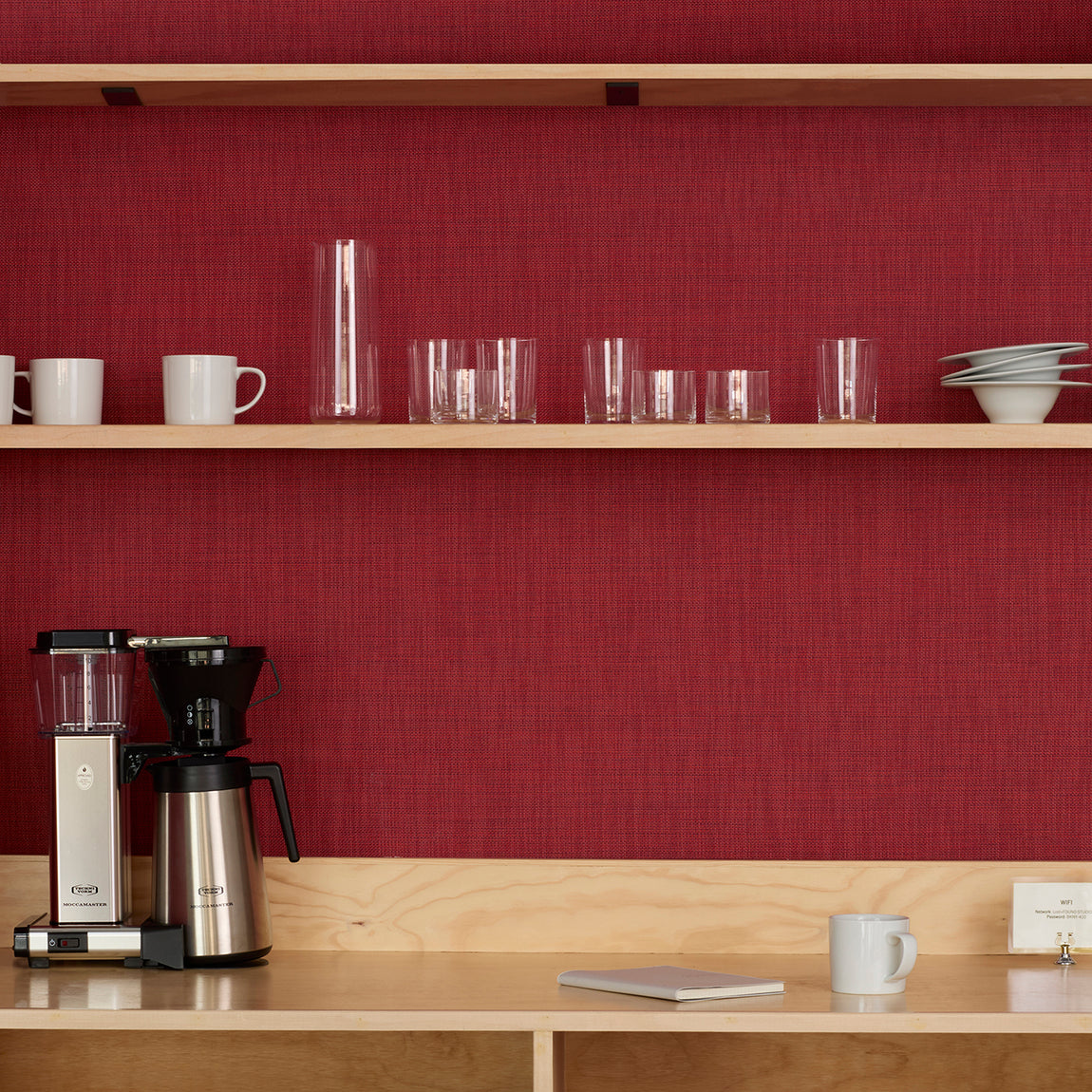 Mini Basketweave Wall Textile Samples - Scarlet