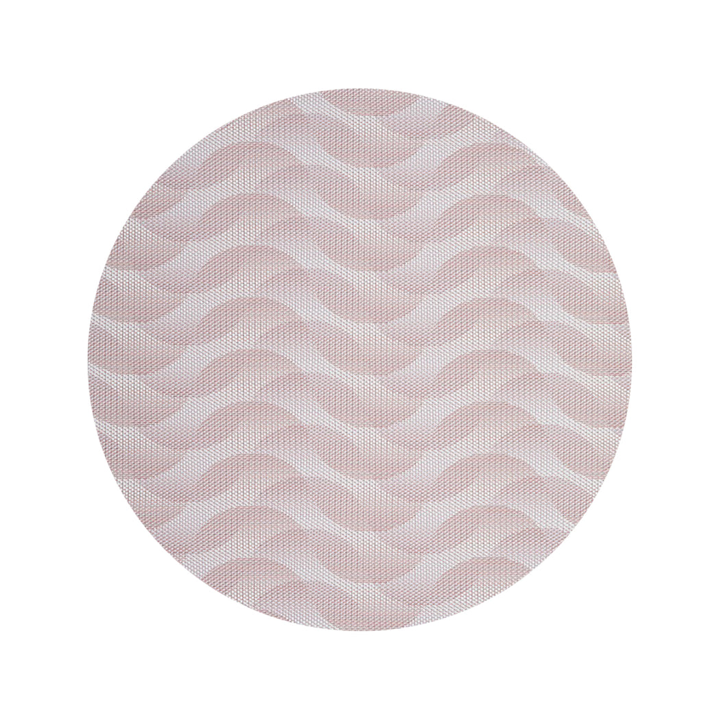 Round Woven Floor Mat in Mix of Beige with Midtone Pink