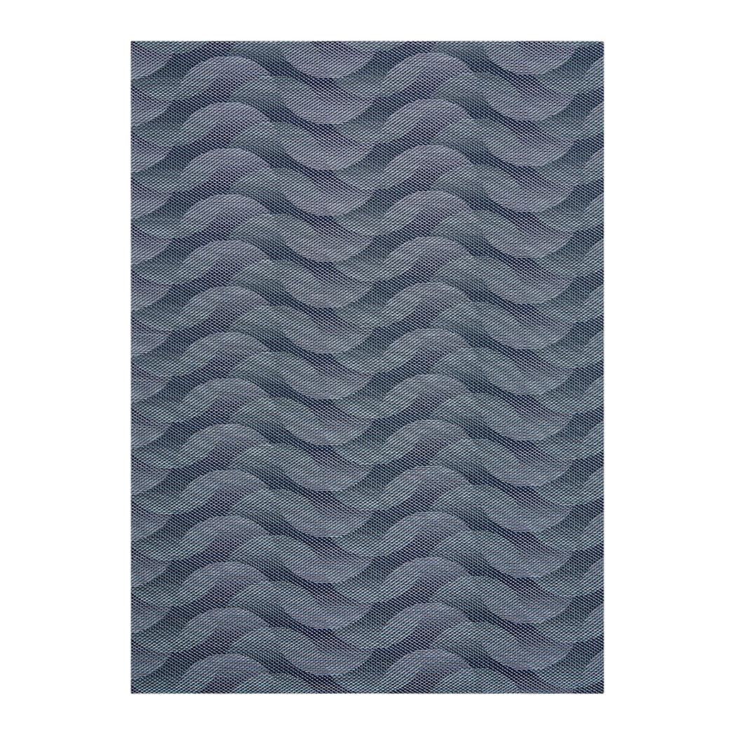 Indigo Woven Floor Mat in Mix of Navy Blue with Light Blue and Midtone Blue Green