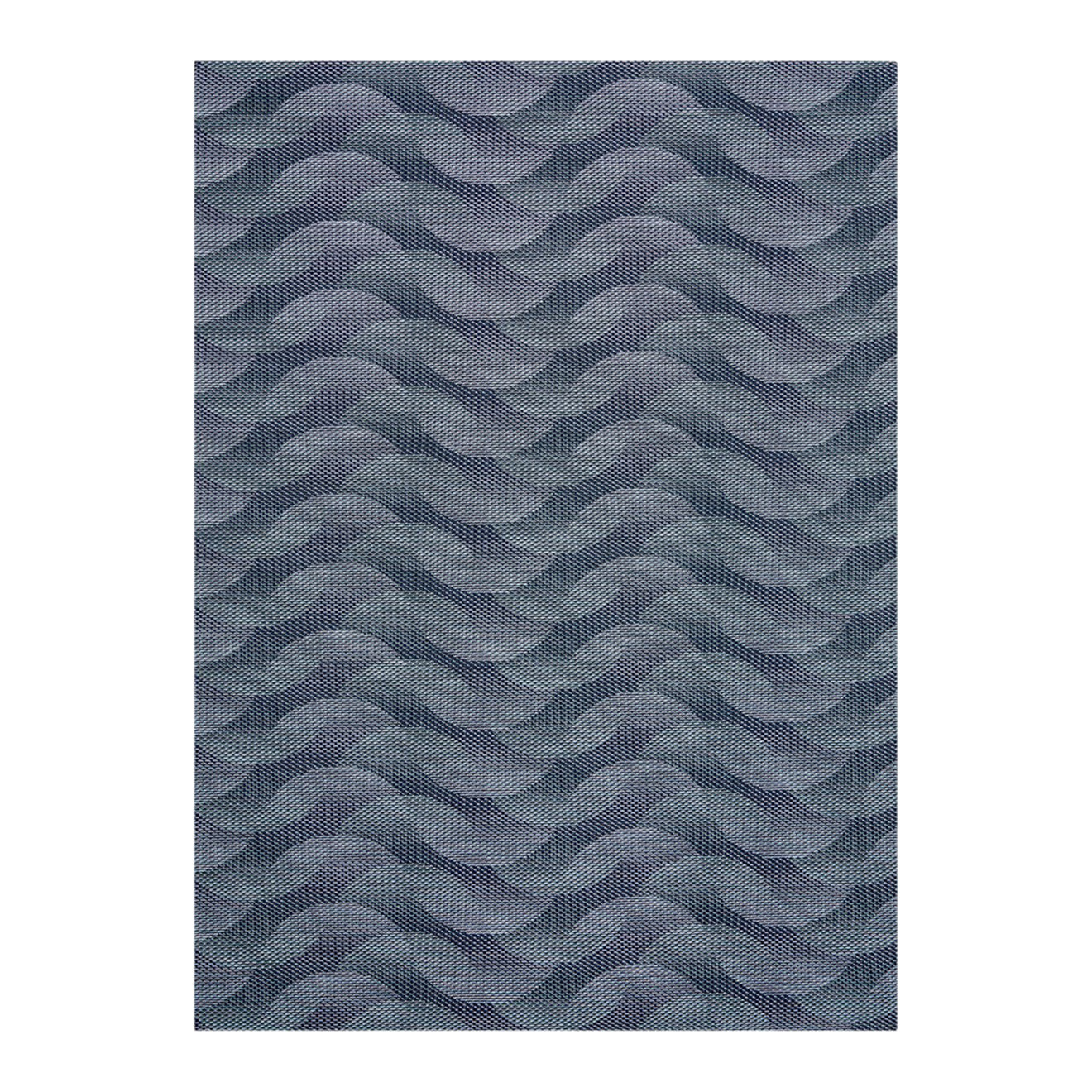 Indigo Woven Floor Mat in Mix of Navy Blue with Light Blue and Midtone Blue Green