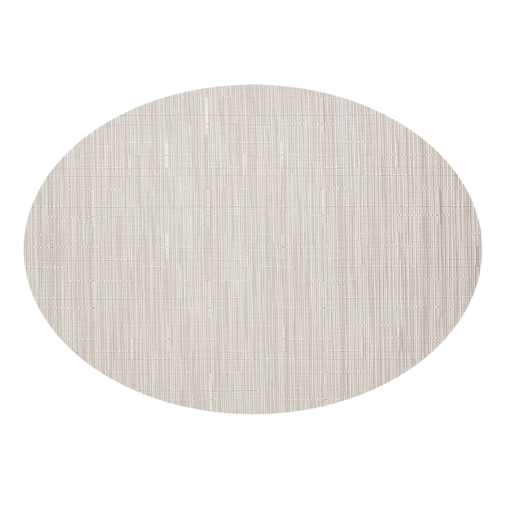 Oval Placemats in Light Neutral Beige With White