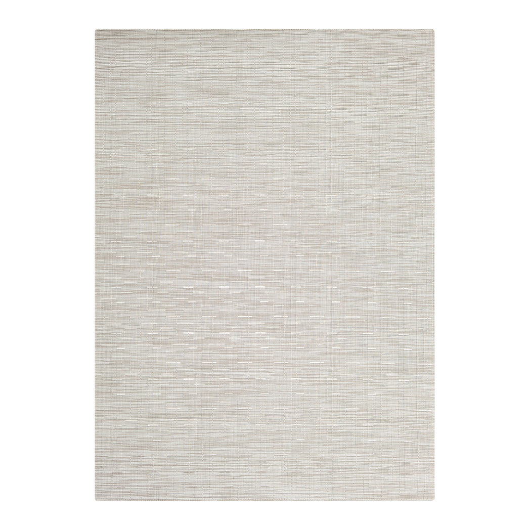 Rectangle Woven Floor Mat in Light Neutral Beige With White