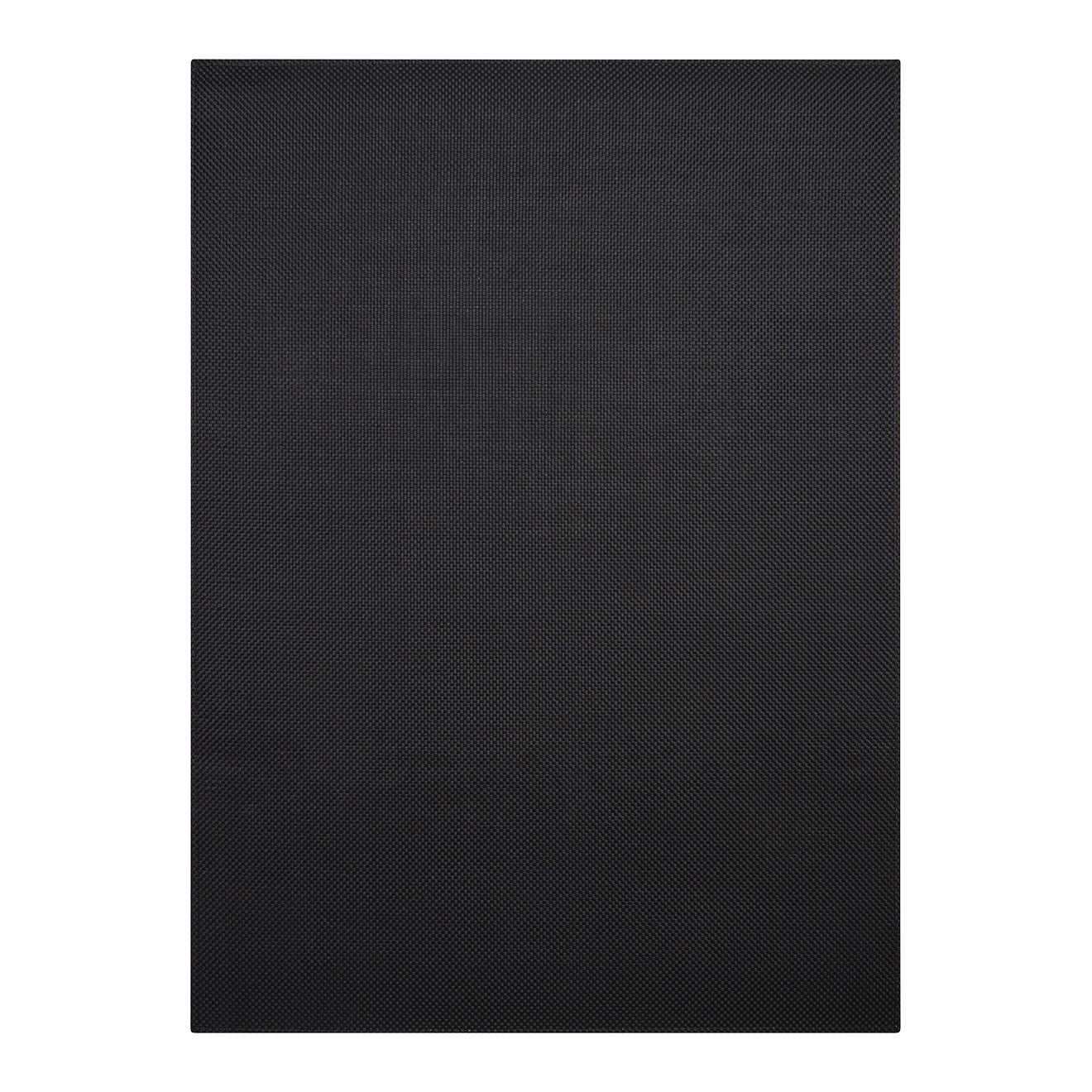 Chilewich Basketweave floor mat in Black, showcasing woven terrastrand yarn texture and modern design aesthetic.