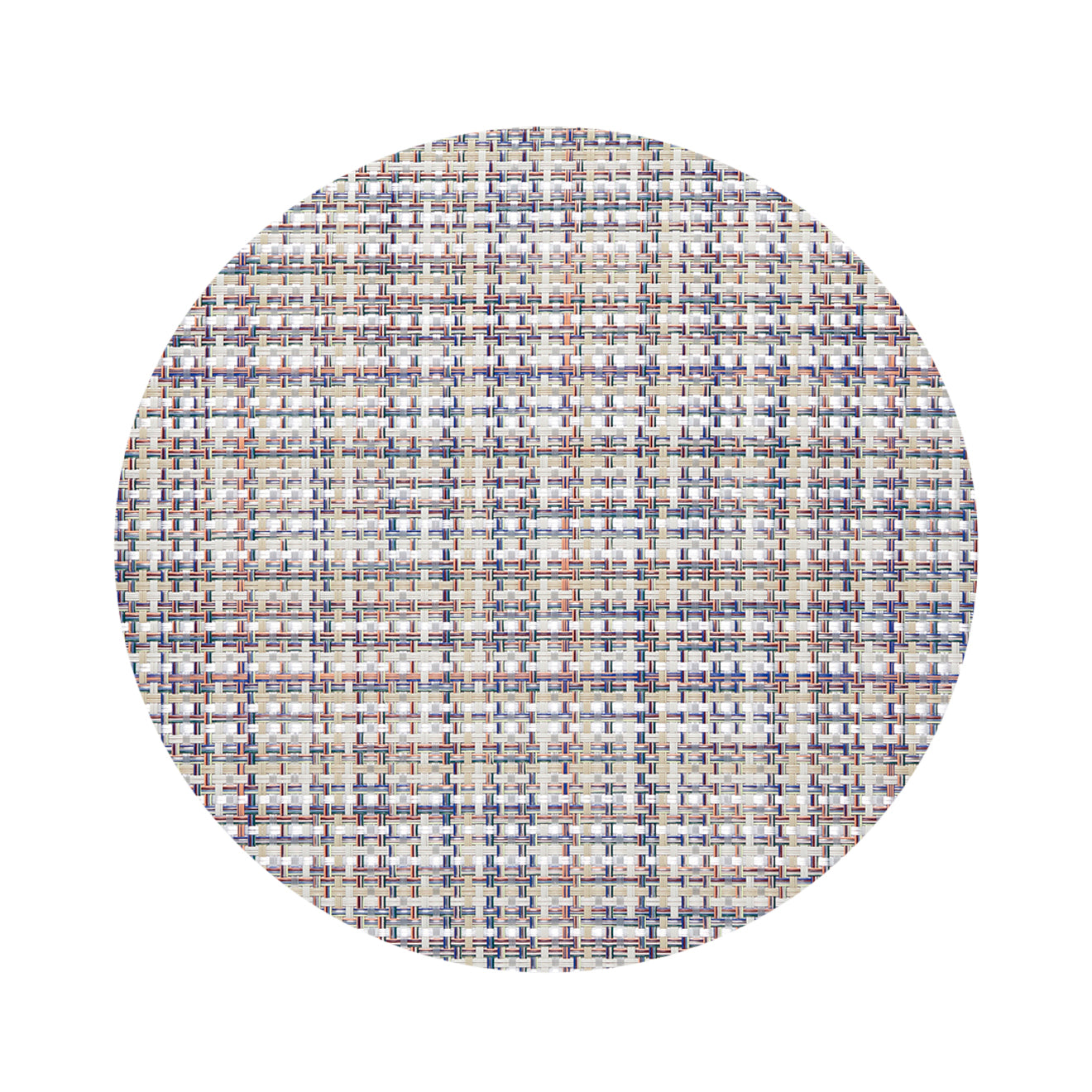 Round Placemats in Light Warm Beige Base with Multicolored Accents