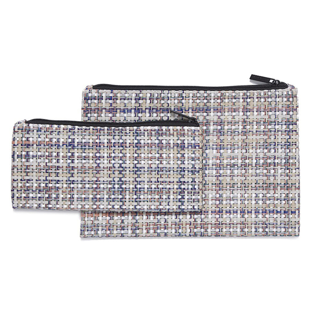 Large + Pencil Case Bags in Light Warm Beige Base with Multicolored Accents