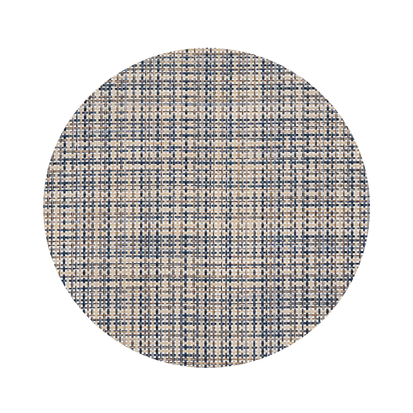 Round Placemats in Mix of Light Golden Brown, Tan and Muted Navy