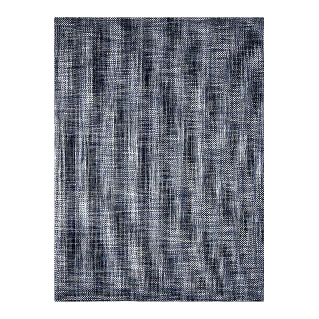 Rectangle Woven Floor Mat in Midtone Blue with Light Cool Silver
