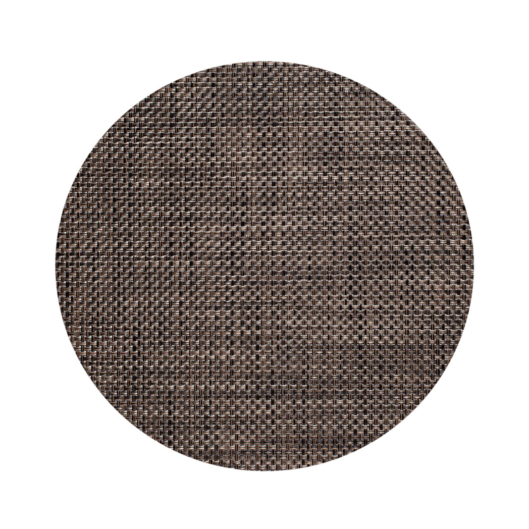 Round Placemats in Mix of Dark Brown, Midtone Warm Brown and Metallic Silver