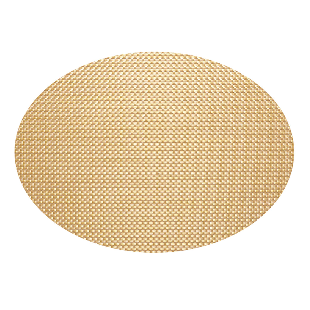 Chilewich Basketweave floor mat in Gilded, showcasing woven terrastrand yarn texture and modern design aesthetic.