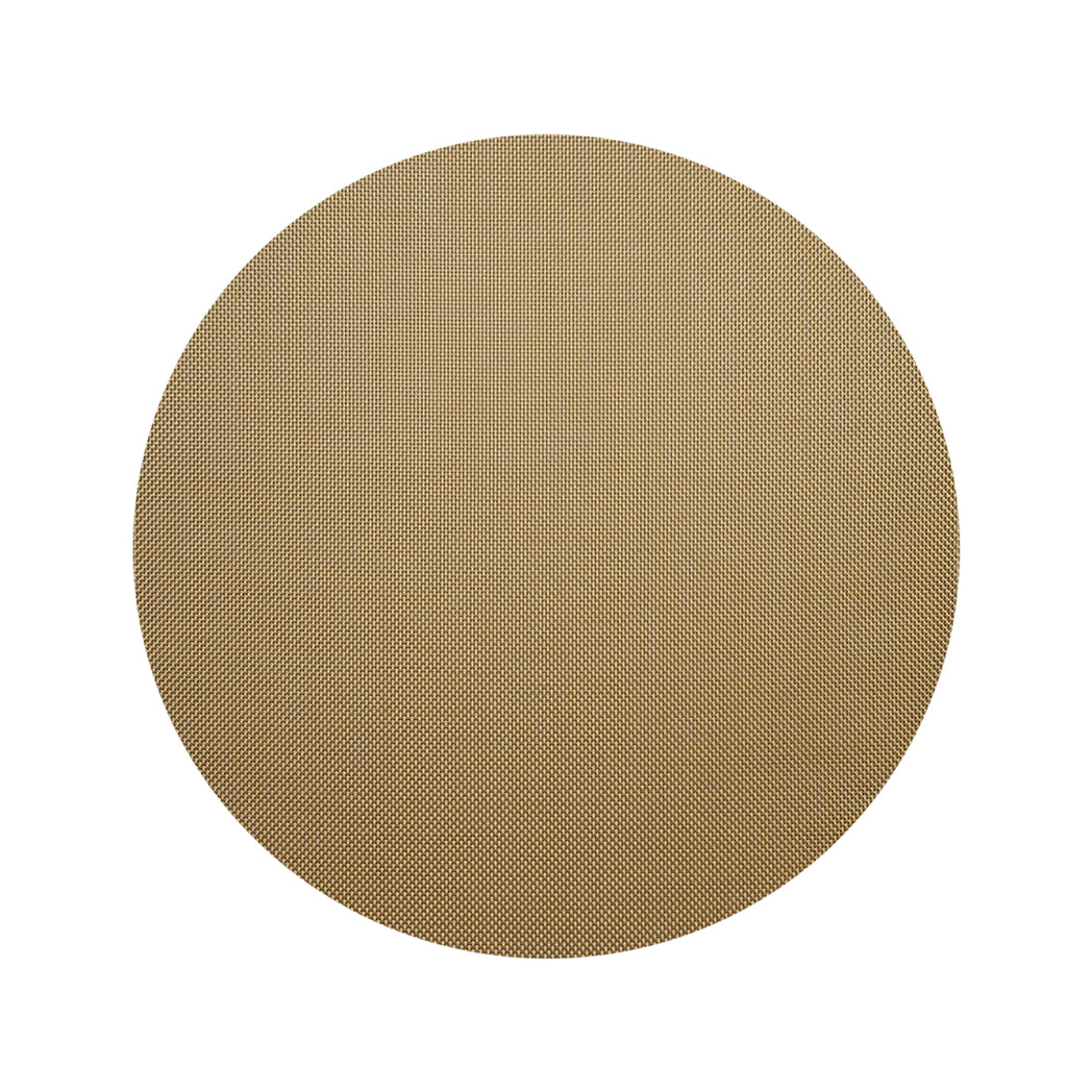 Round Woven Floor Mat in Metallic Yellow Gold