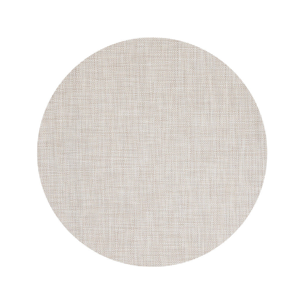 Round Woven Floor Mat in Light Cool Beige with White