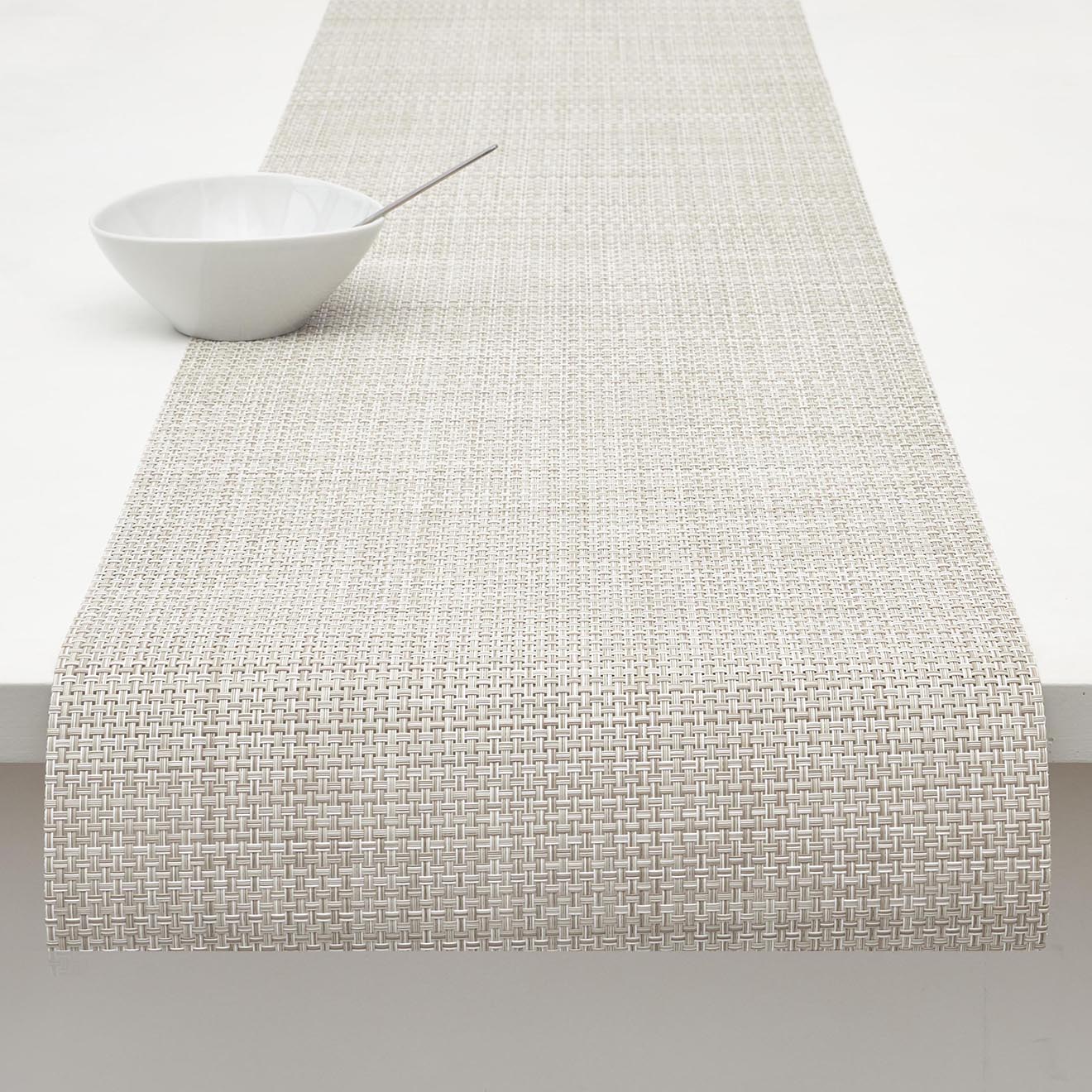 14'' x 72'' Table Runners in Light Cool Beige with White