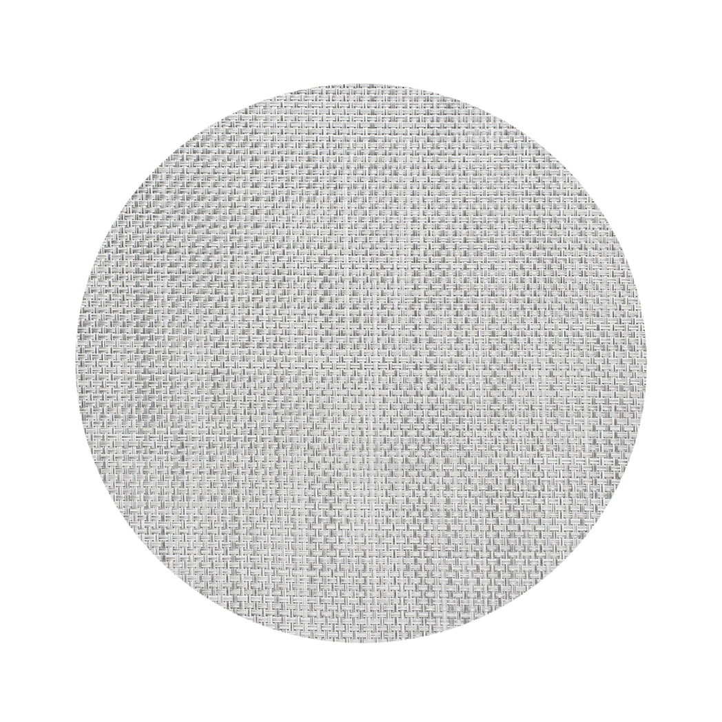 Round Placemats in Light Cool Silver with White