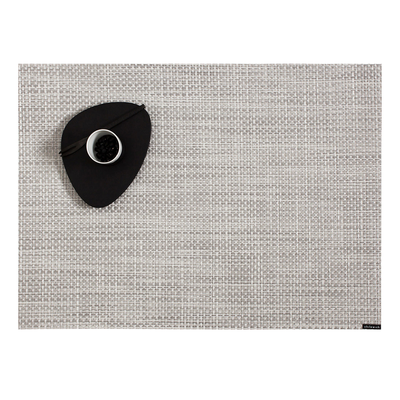 Basketweave Placemats - White/Silver With Prop