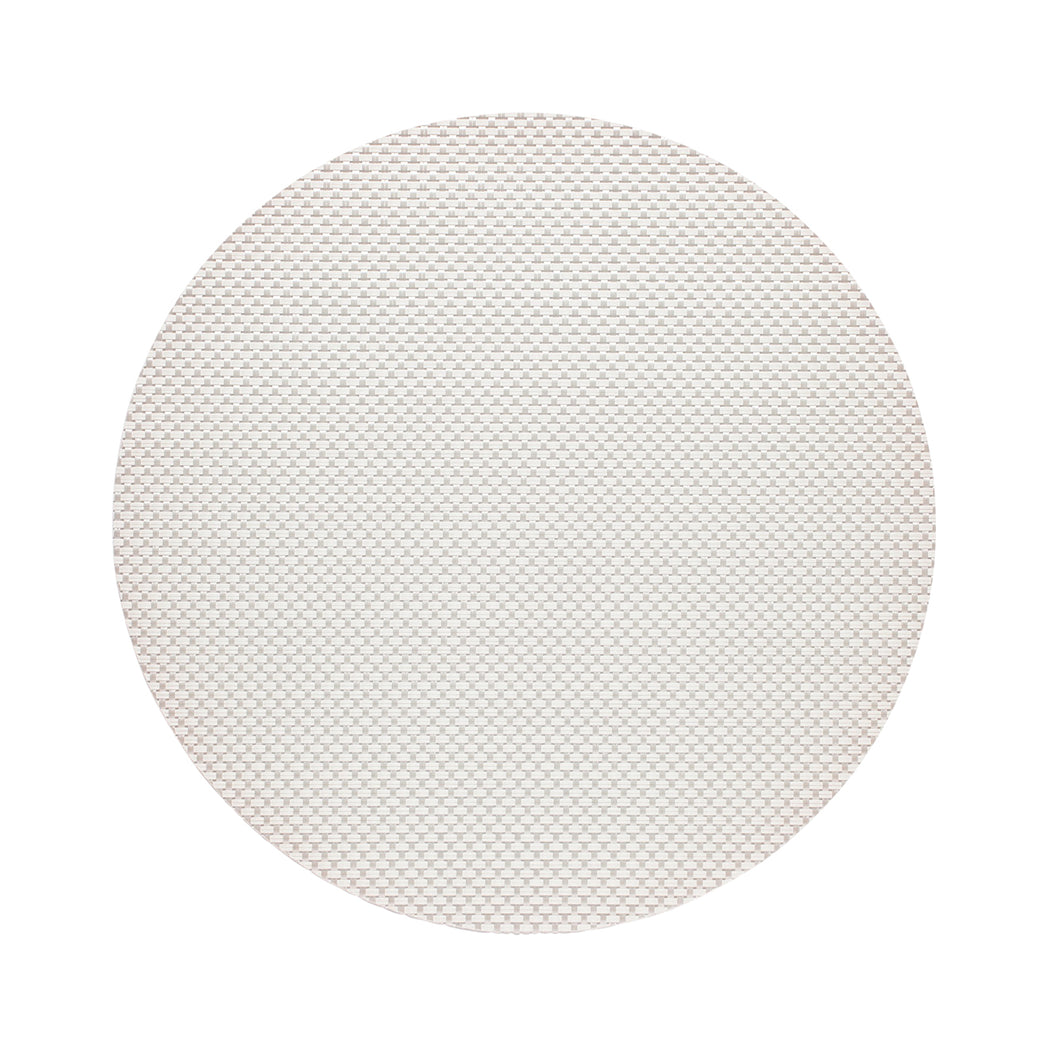 Chilewich Basketweave floor mat in White, showcasing woven terrastrand yarn texture and modern design aesthetic.