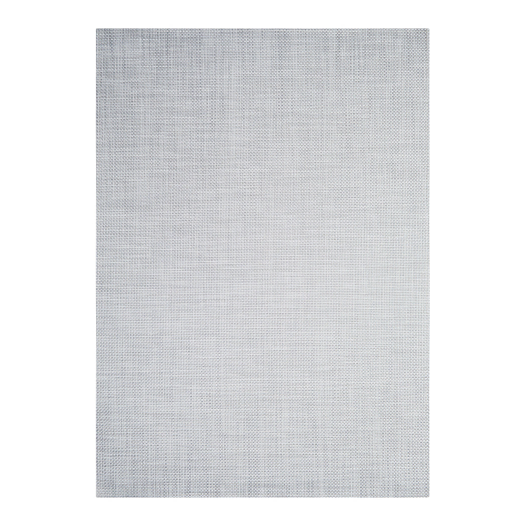 White/Silver Woven Floor Mat in Metallic White