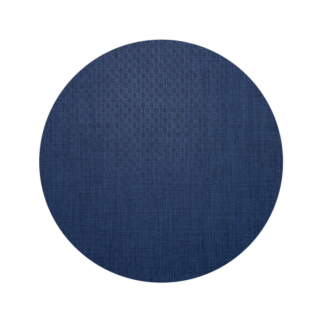 Round Woven Floor Mat in Midtone Indigo Blue