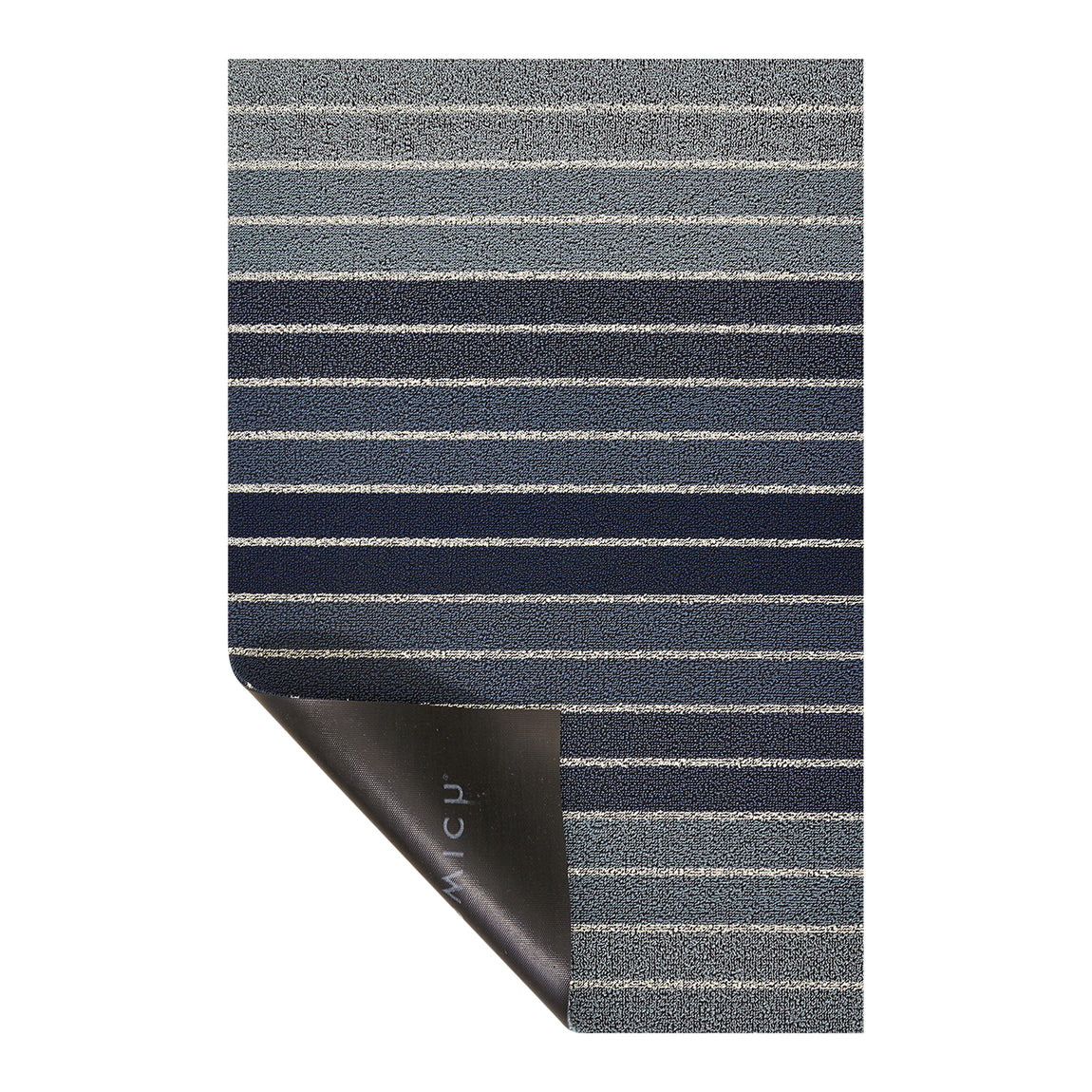 Block Stripe Shag Mats - Denim
