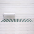 Chilewich striped woven mat with textured terrastrand yarn surface, featuring modern linear design and durable finish.