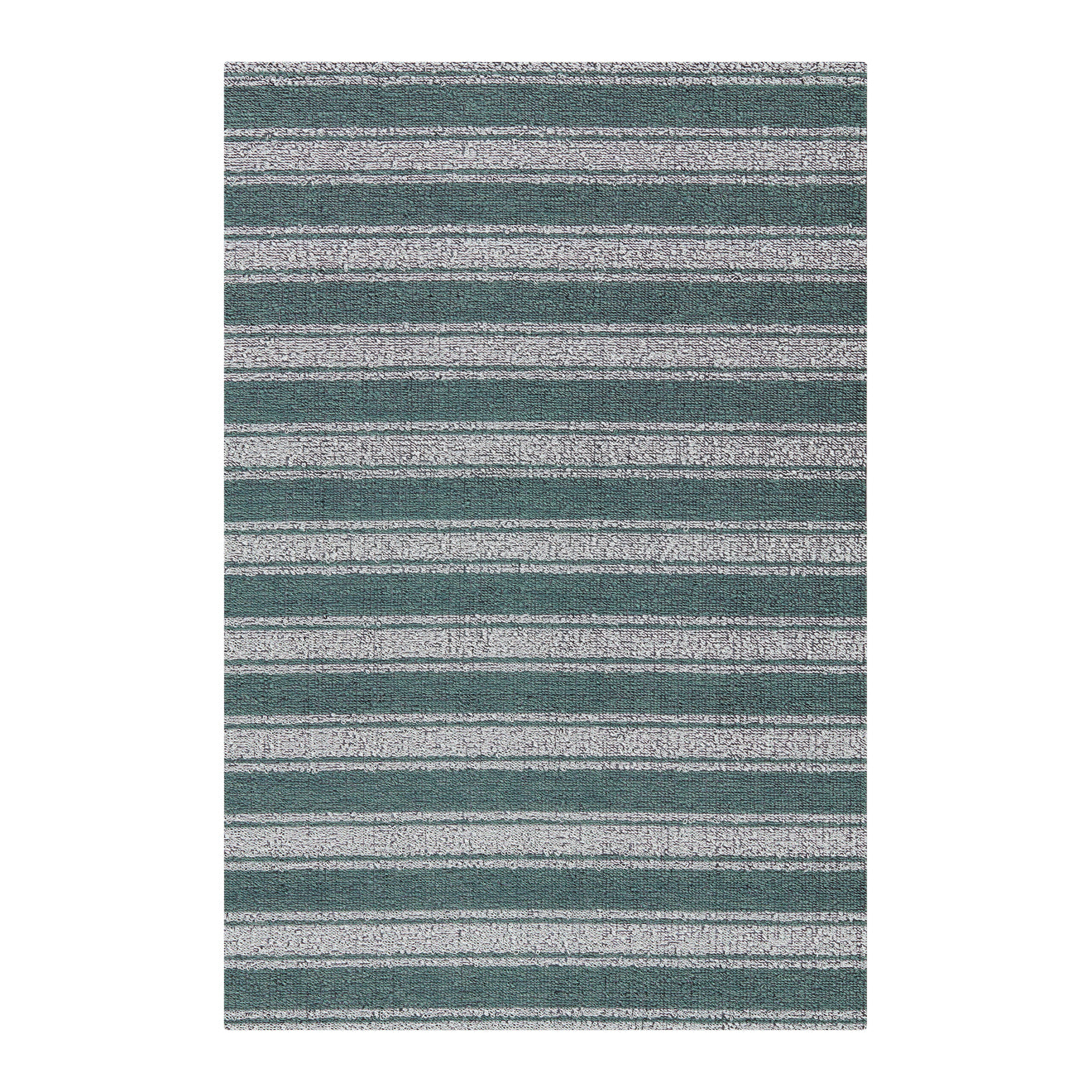Chilewich striped woven mat with textured terrastrand yarn surface, featuring modern linear design and durable finish.
