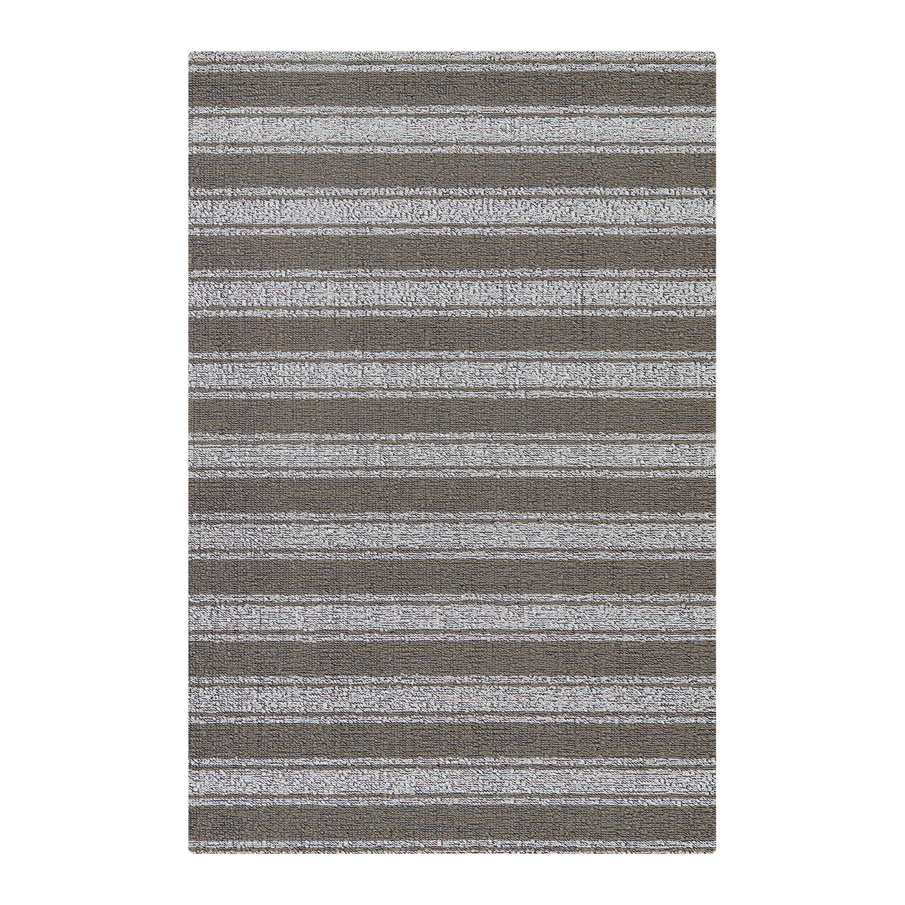 Chilewich striped woven mat with textured terrastrand yarn surface, featuring modern linear design and durable finish.