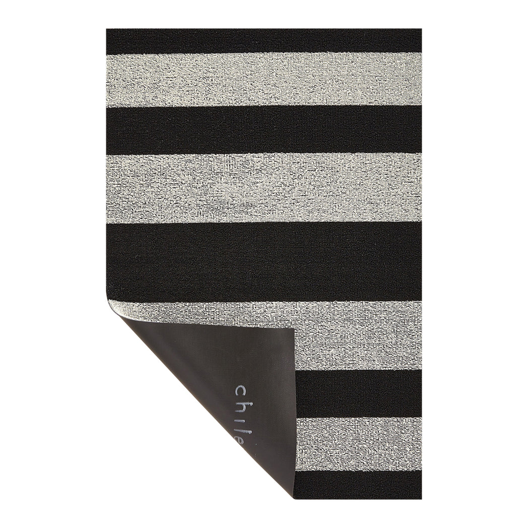 Bold Stripe Shag Mats - Black/White Corner