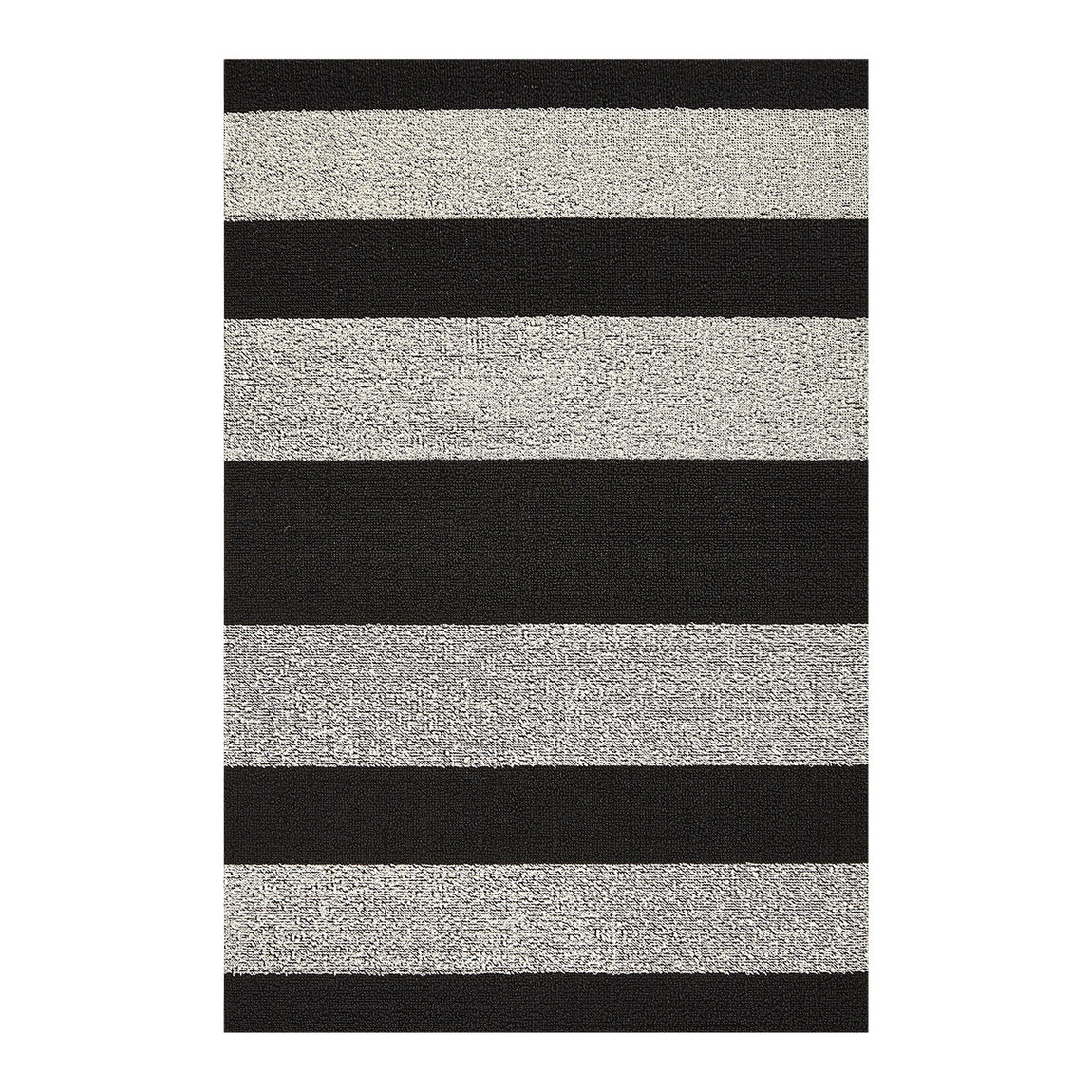 Bold Stripe Shag Mats - Black/White View 1