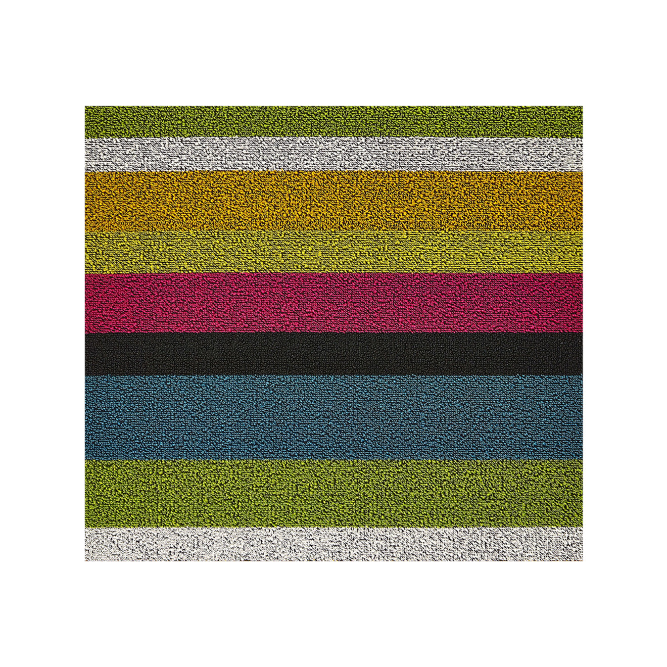 Square Shag Mats in Mix of Pink, Turquoise, Light Yellow Orange, and Light Warm Green