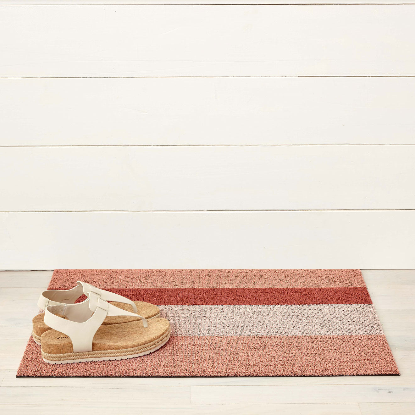 Bold Stripe Shag Mats - Peach Doormat