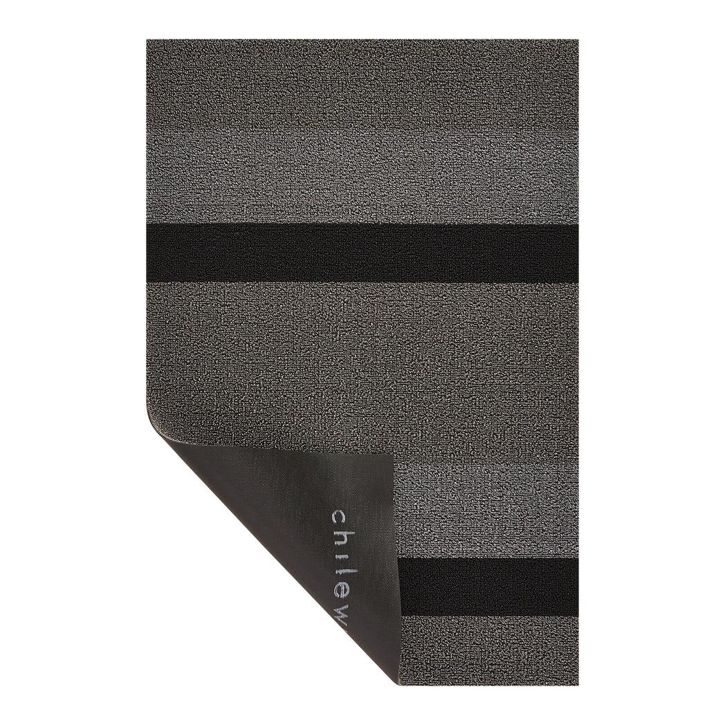 Bold Stripe Shag Mats - Silver/Black Corner