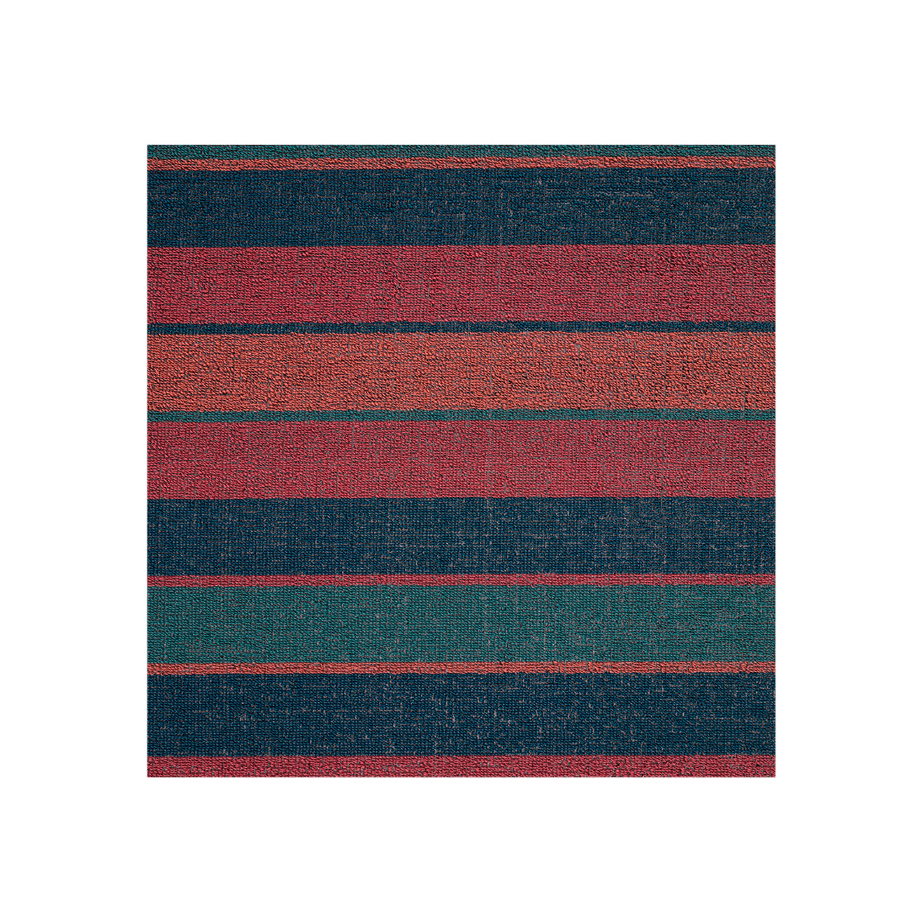 Chilewich striped woven mat with textured terrastrand yarn surface, featuring modern linear design and durable finish.
