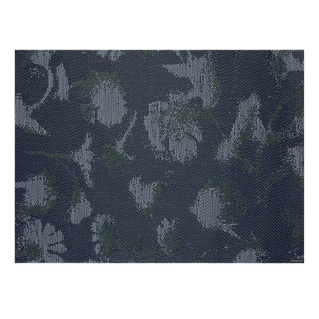 Rectangle Placemats in Dark Navy Blue Base with Light Blue and Midtone Cool Green Accents