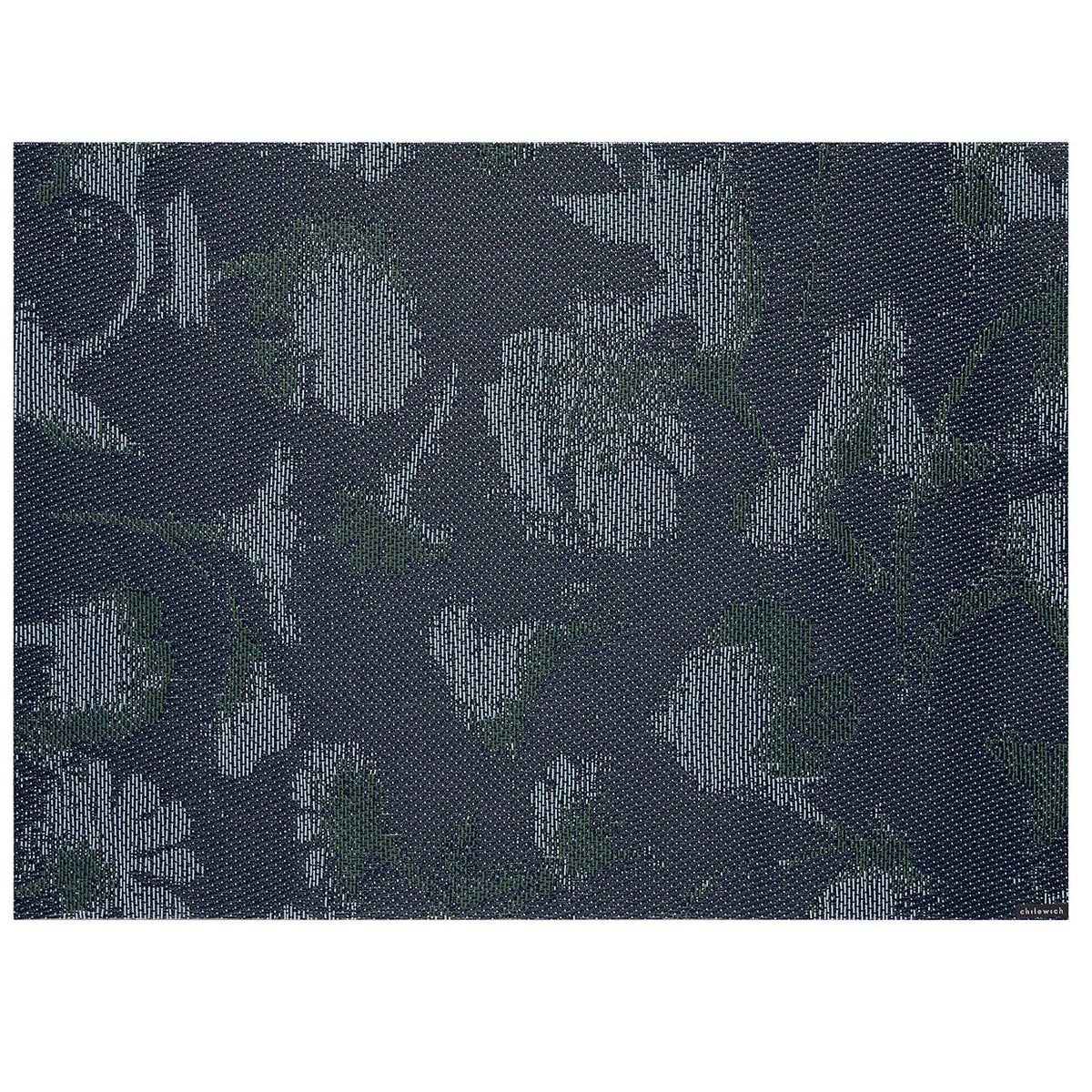 Rectangle Placemats in Dark Navy Blue Base with Light Blue and Midtone Cool Green Accents