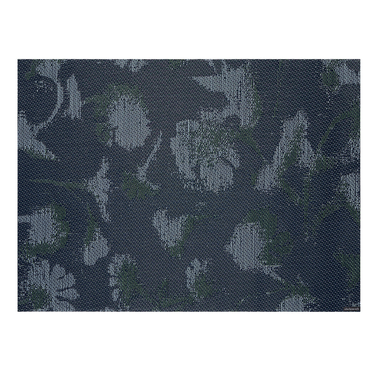 Rectangle Placemats in Dark Navy Blue Base with Light Blue and Midtone Cool Green Accents