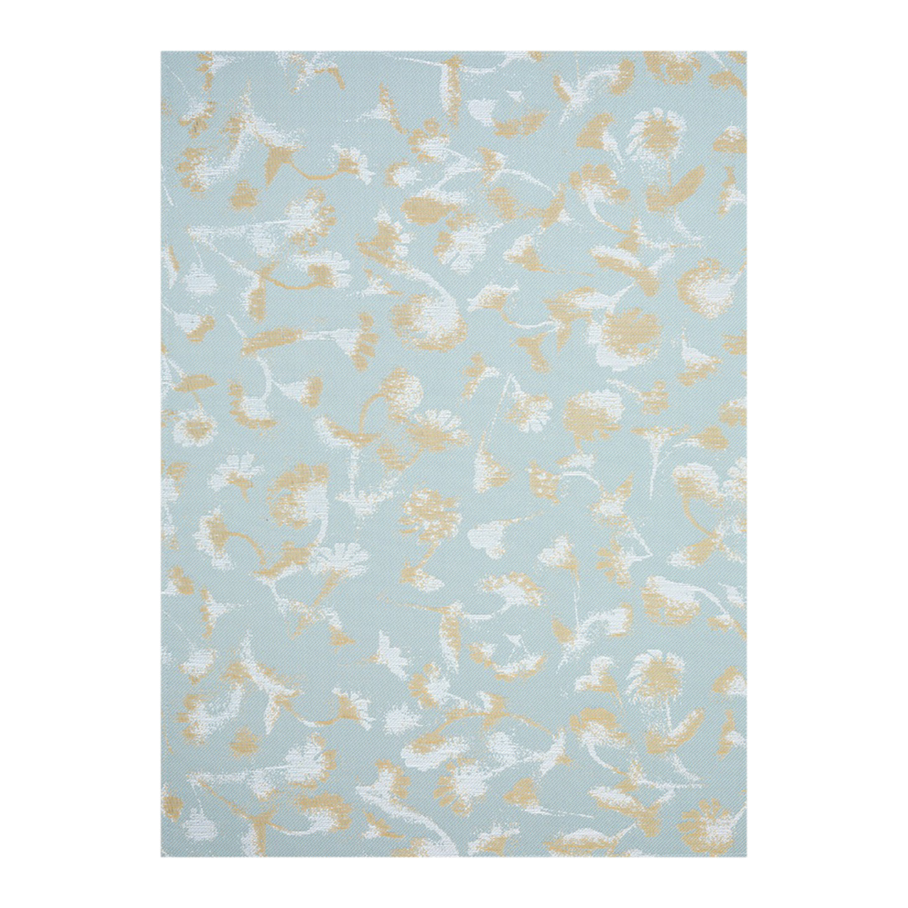 Mint Woven Floor Mat in Dark Navy Blue Base with Light Blue and Midtone Cool Green Accents