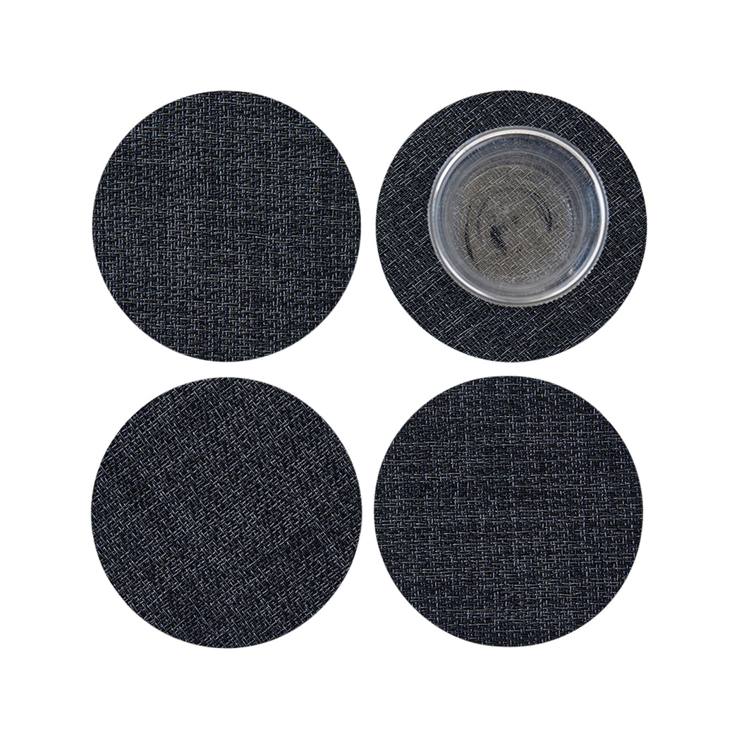 Set of 4 Coasters in Black with Metallic Dark Grey