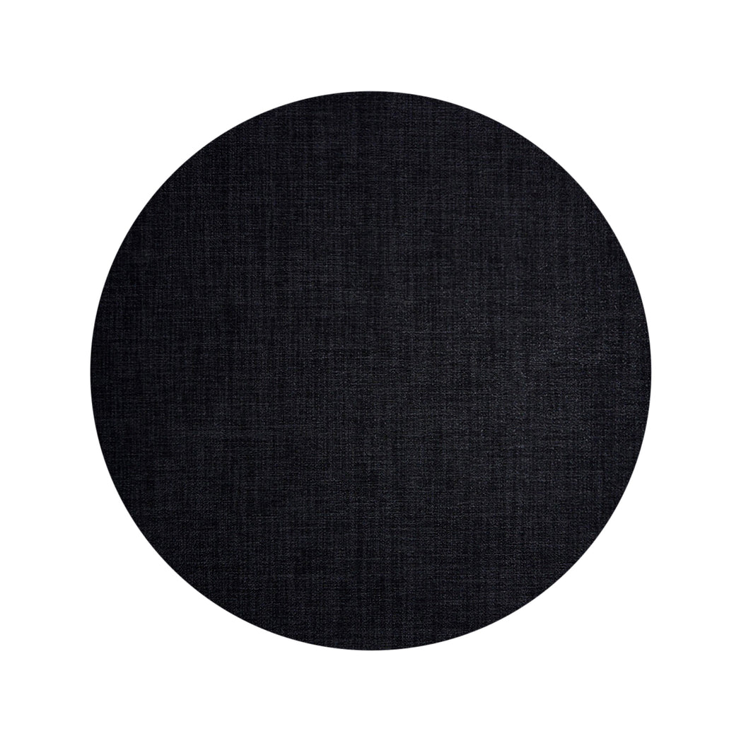 Round Woven Floor Mat in Black with Metallic Dark Grey