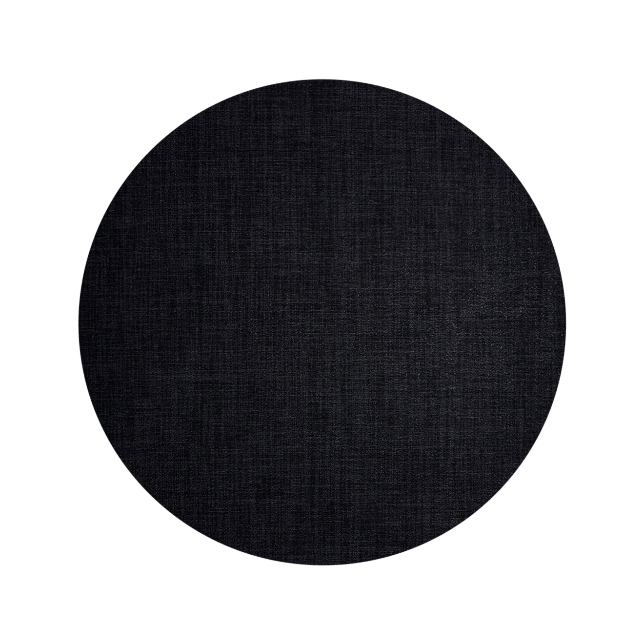 Round Woven Floor Mat in Black with Metallic Dark Grey
